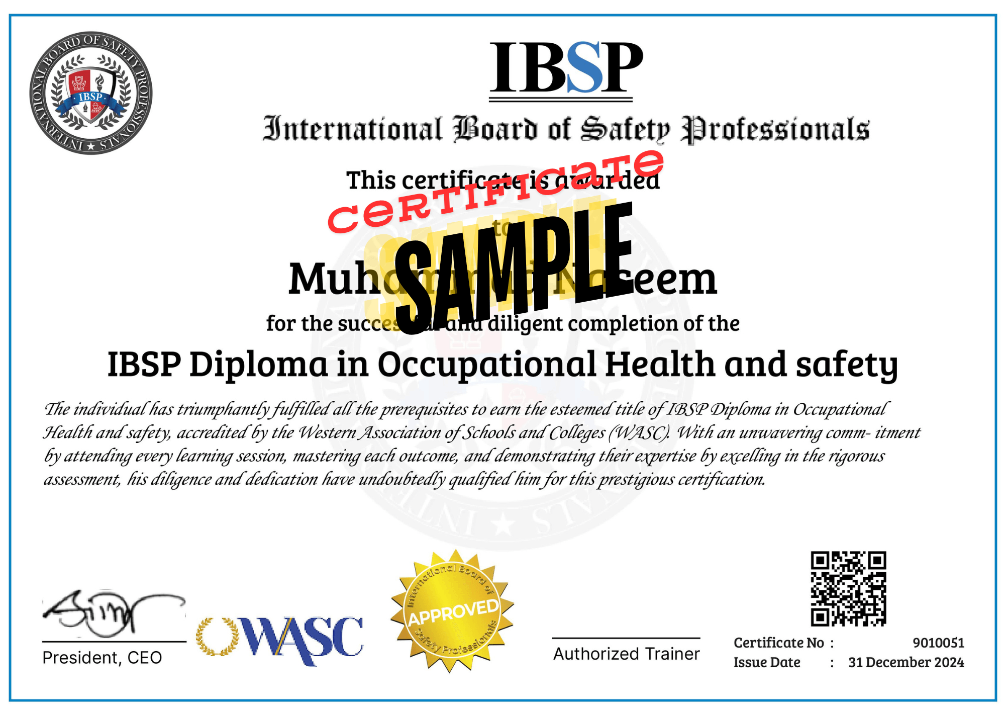 IBSP USA Diploma in Occupational Health and Safety | International HSE Certification – PESS Pakistan