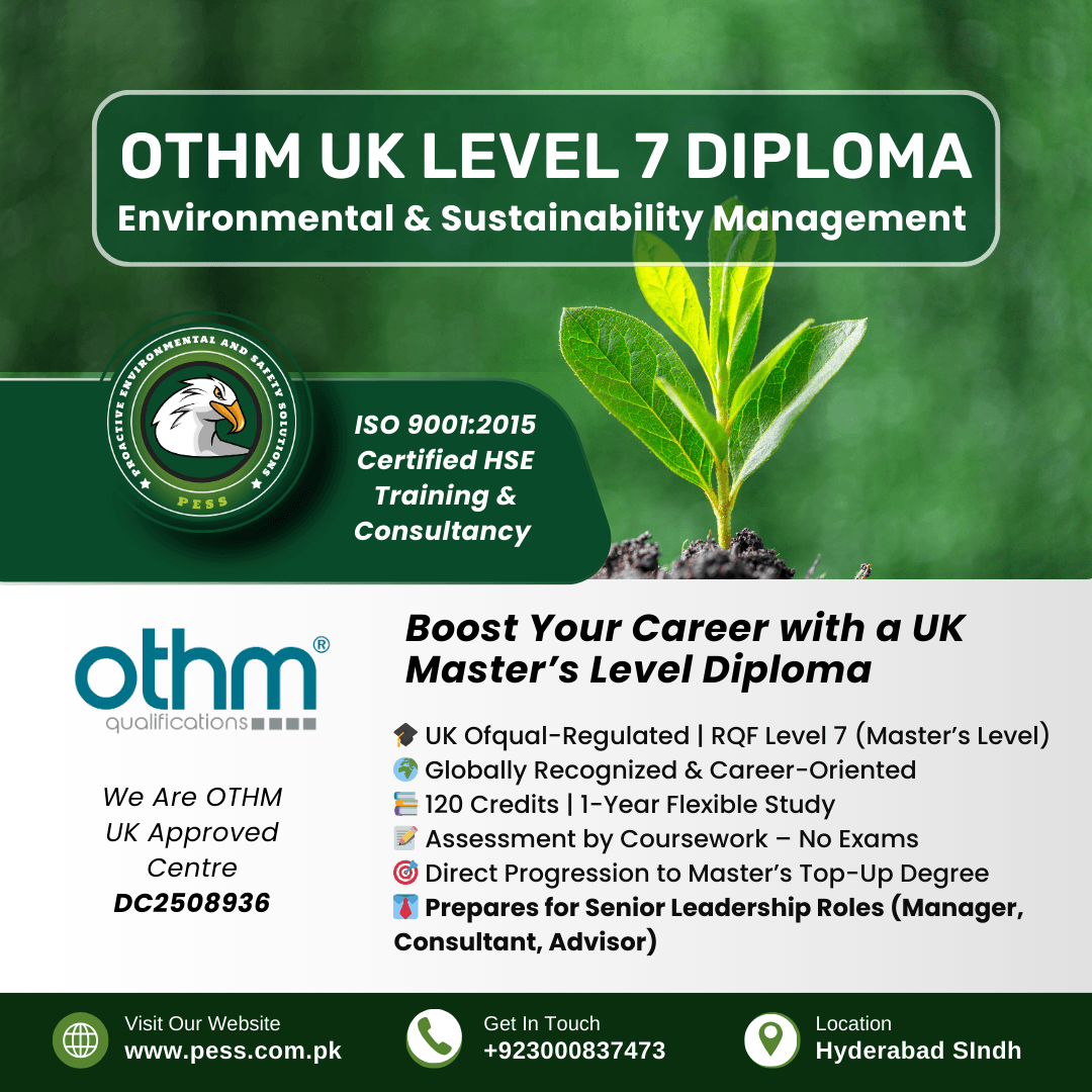 OTHM Level 7 Diploma in Environmental and Sustainability Management training at PESS Pakistan