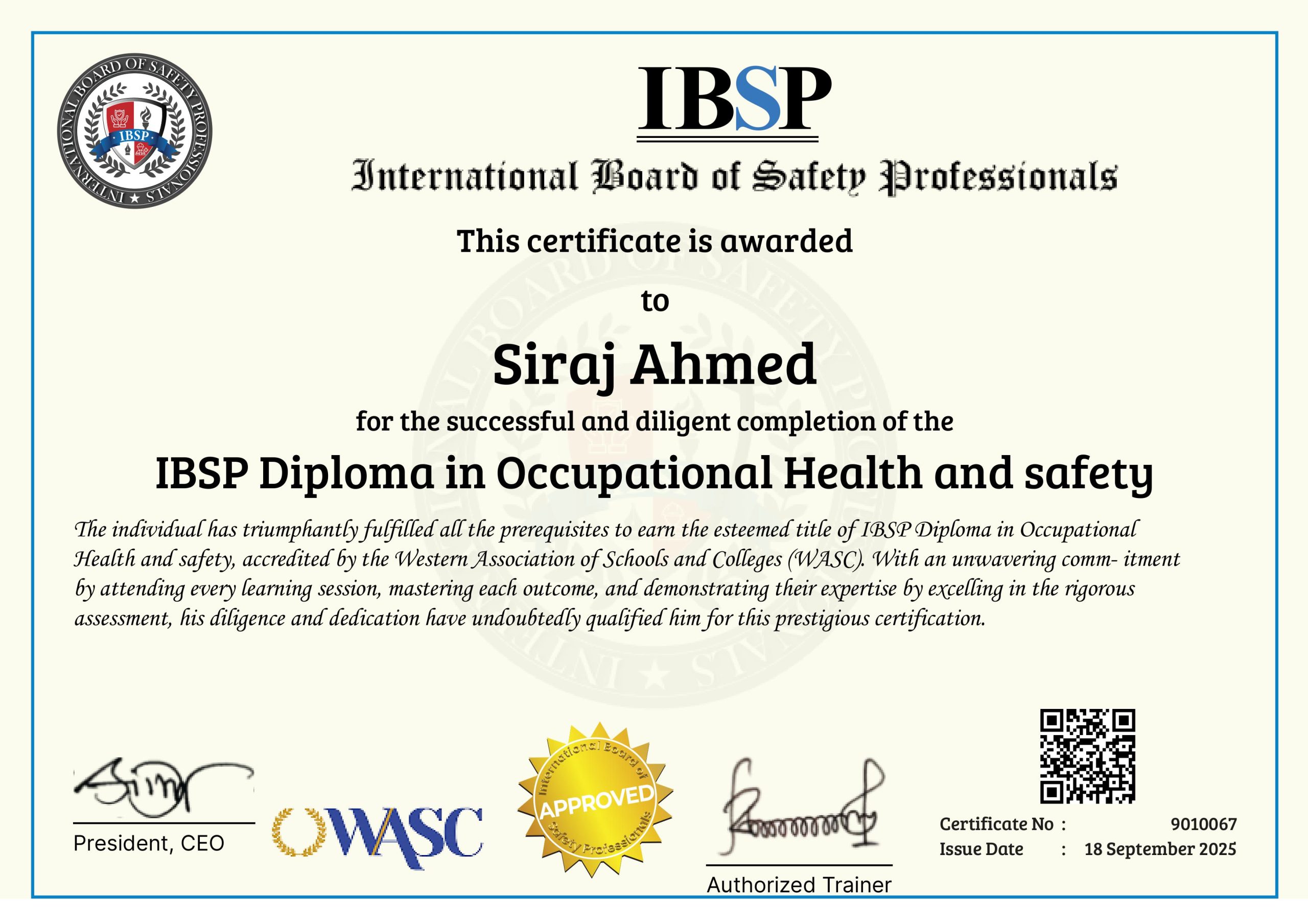 IBSP Diploma in Fire Safety in Pakistan by PESS – IBSP USA Approved Training