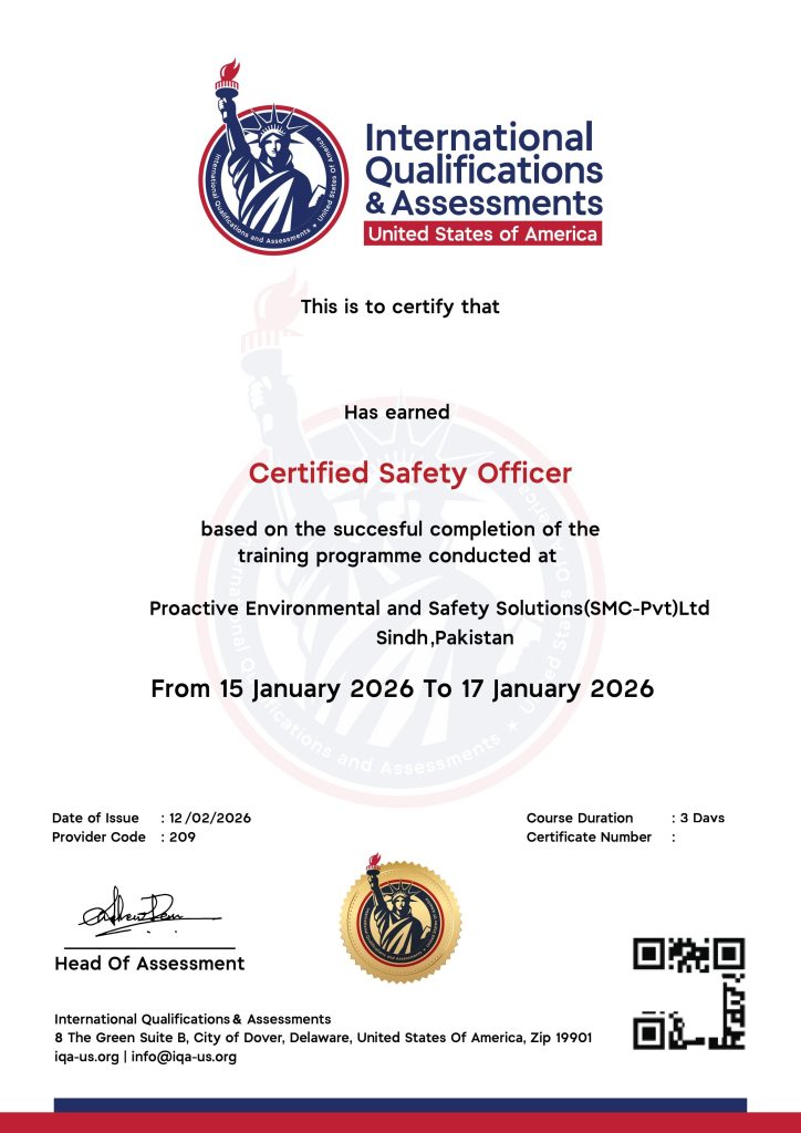 Certified Safety Officer training session at PESS Hyderabad accredited by IQA USA